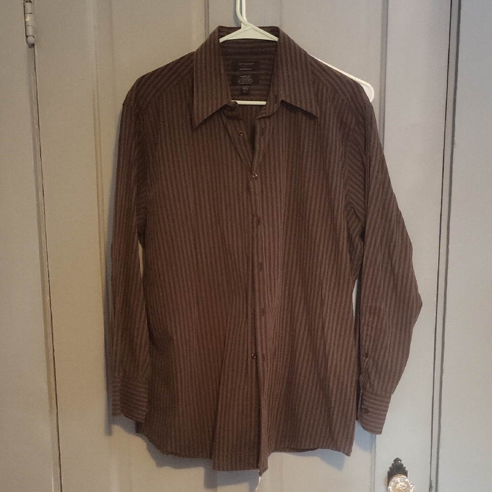 Covington Men's Brown Pinstripe Casual Shirt